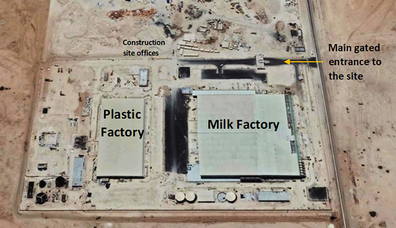 site overview of the plastics factory under construction adjacent to the dairy facility